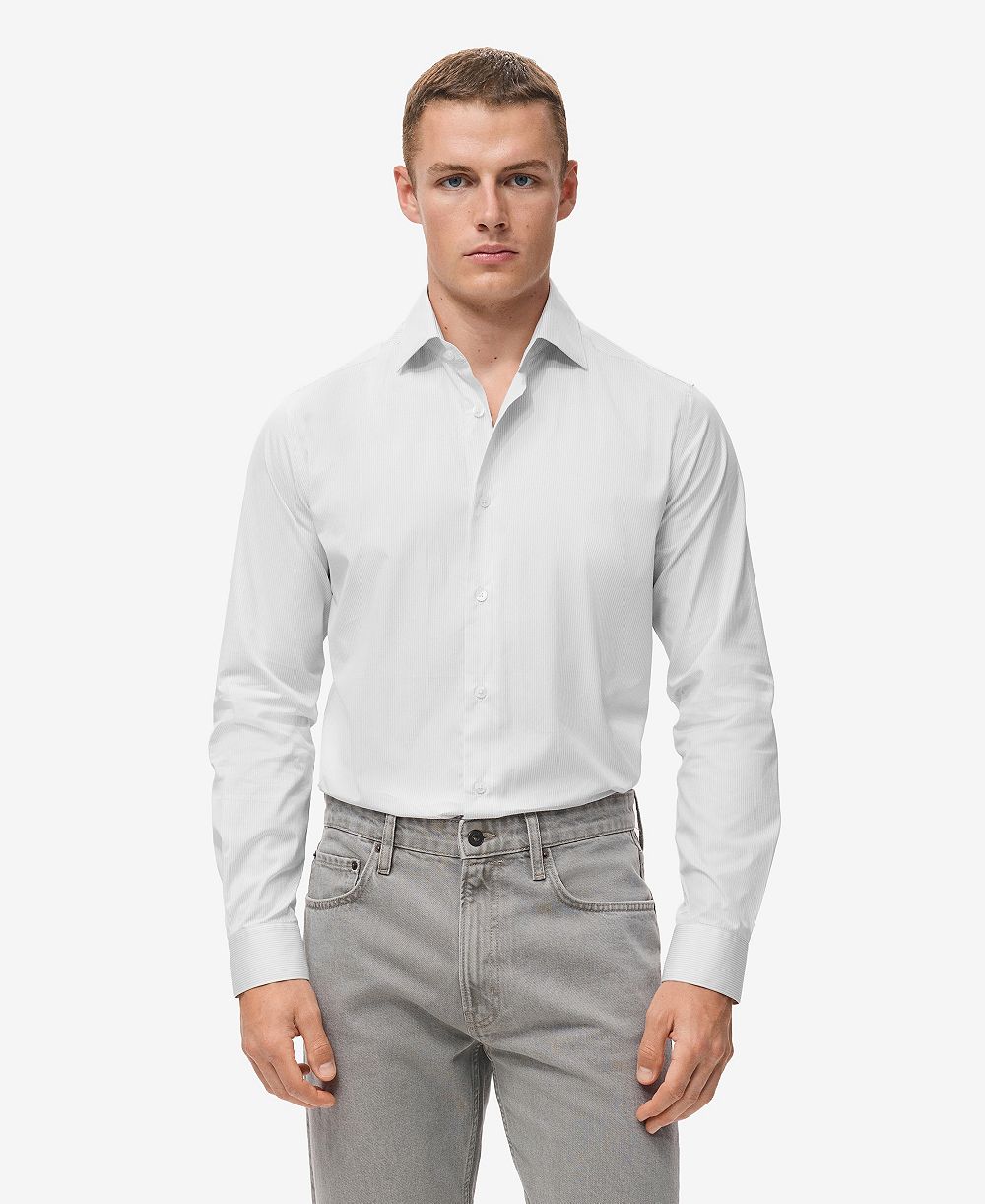 Mango Мужская хлопковая рубашка в полоску Slim-Fit