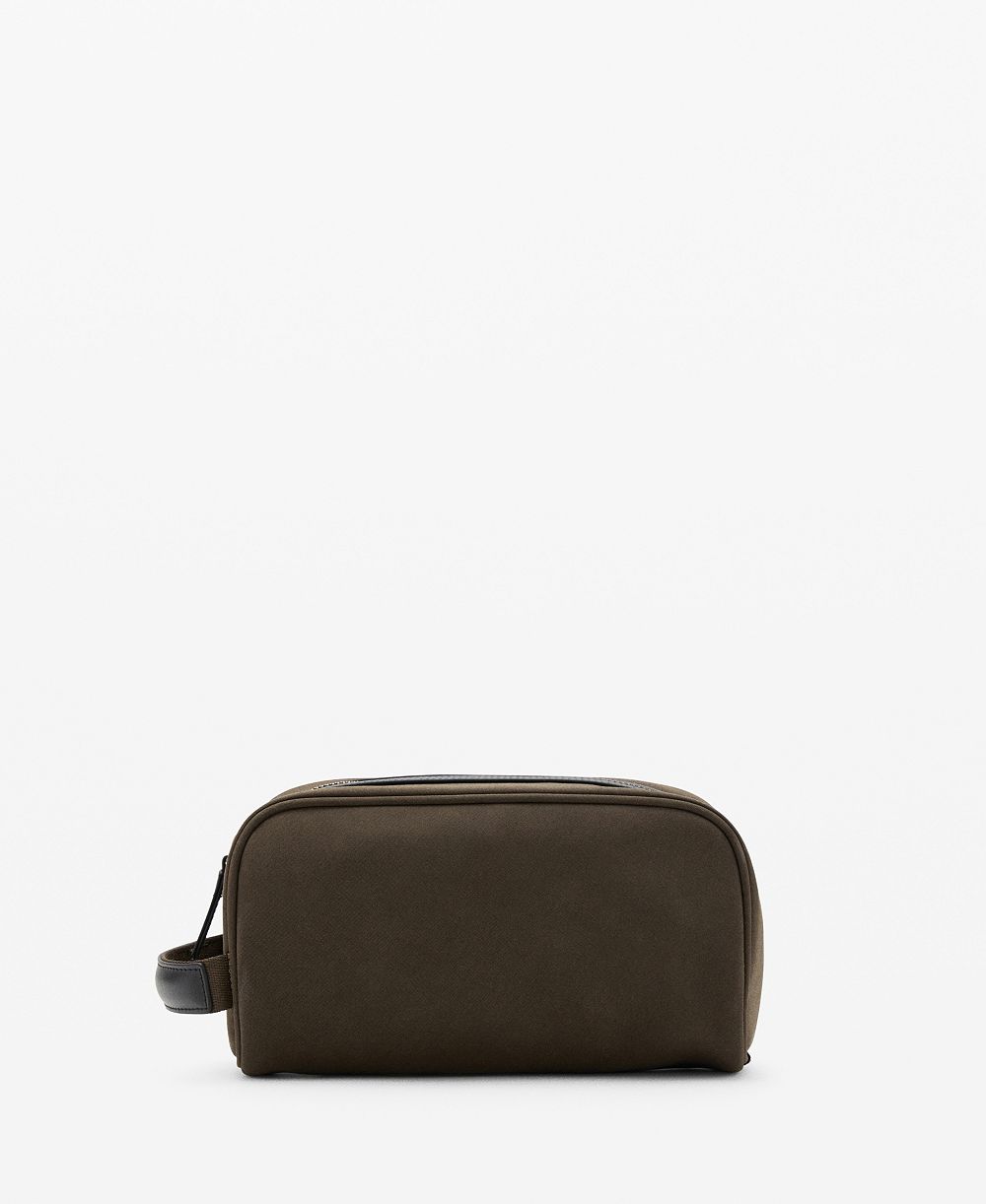 Mango Men's Zipped Leather Cosmetic Bag