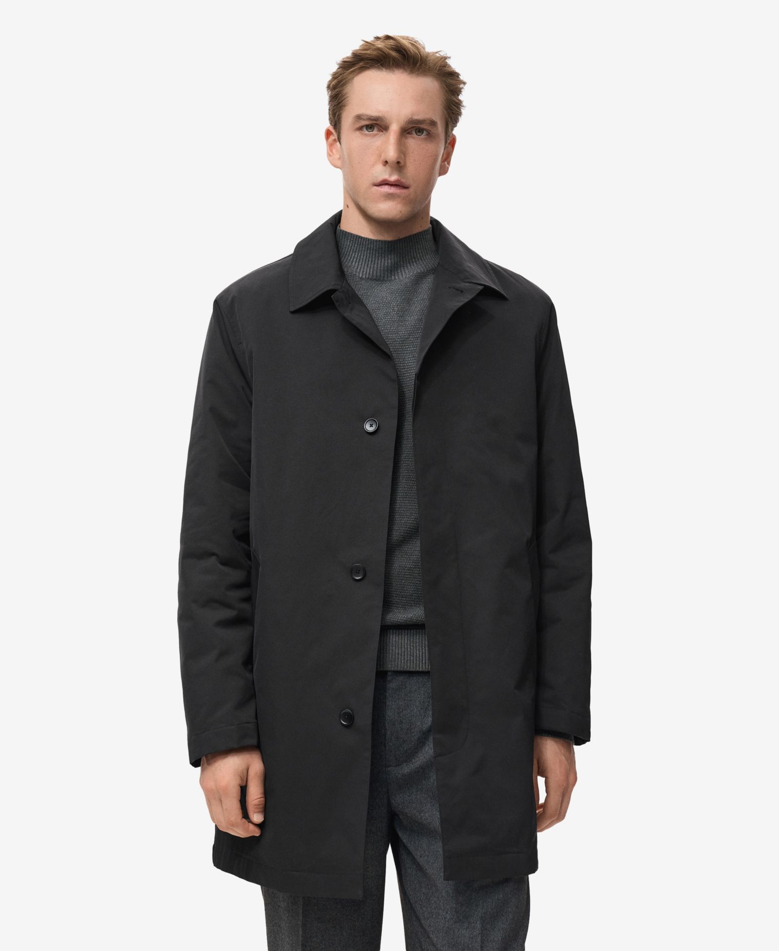 Mango Men's Quilted Water-Repellent Trench Coat