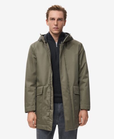 Mango Men's Water-Repellent Hood Quilted Parka
