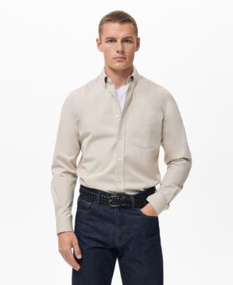 Mango Мужская хлопковая рубашка Regular Fit с карманом