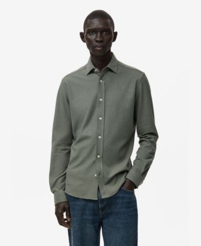 MANGO Мужская хлопковая рубашка Slim-Fit