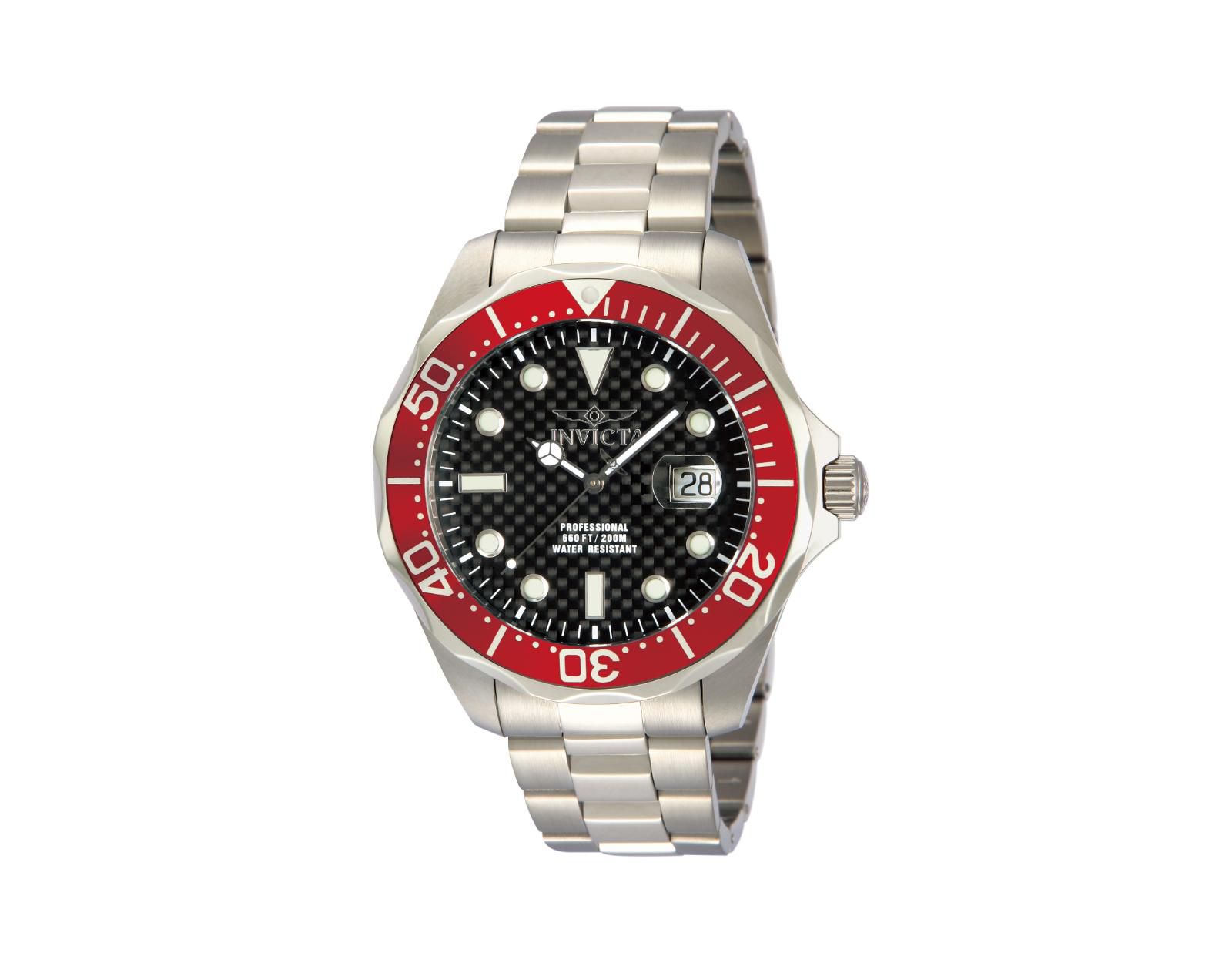 Invicta Мужские часы Pro Diver Quartz 3 Hand Black Dial 12565