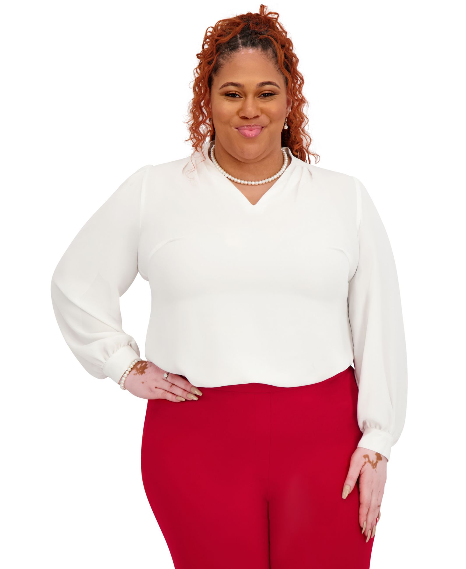 Kasper Women's Long Sleeve V-Neck Top