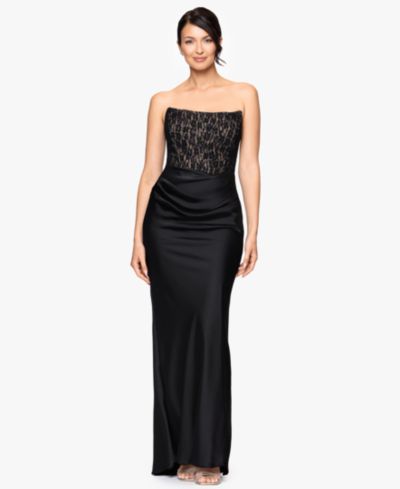 Платье Betsy & Adam Women's Strapless Lace Top Gown