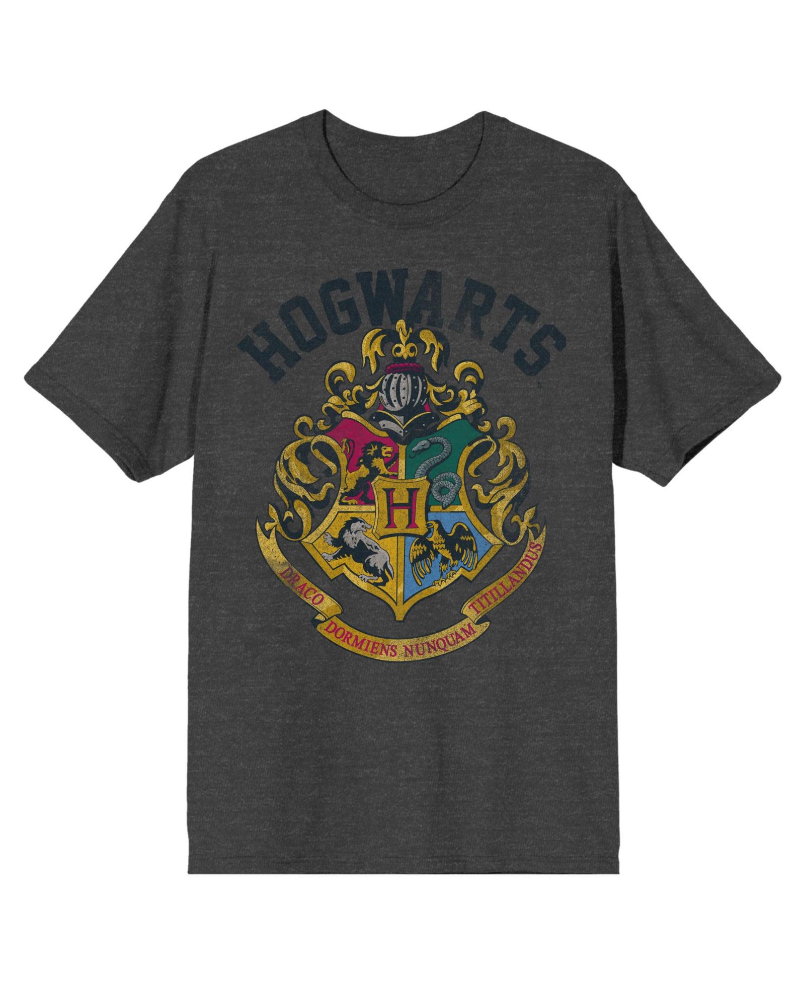 Harry Potter Men's Hogwarts Crest Charcoal Heather T-shirt-3X-Large