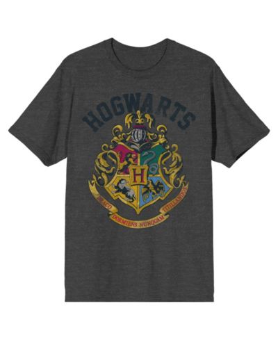 Harry Potter Men's Hogwarts Crest Charcoal Heather T-shirt-3X-Large