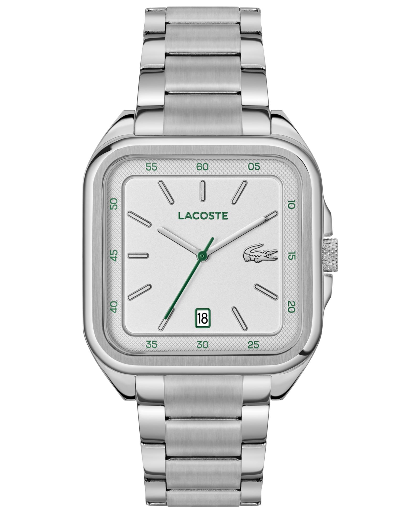 Lacoste Men's L.12.12 Up Silver Tone Stainless Steel Bracelet Watch 39mm