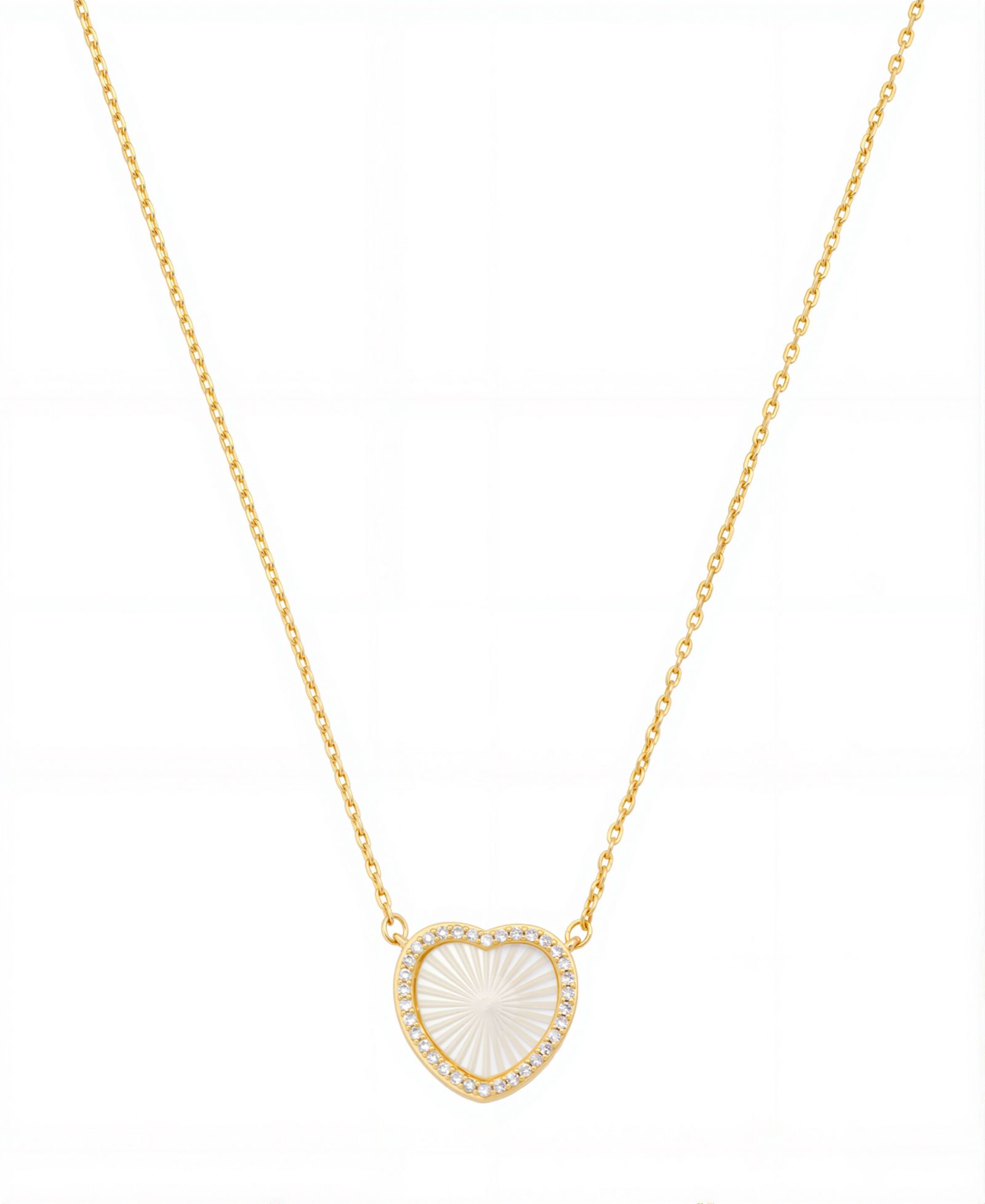 Unwritten Mother of Pearl Inlay Cubic Zirconia Heart Necklace
