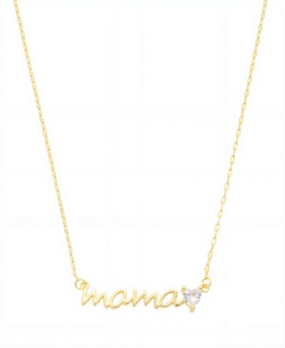 Unwritten "mama" Cubic Zirconia Heart Dip Pendant Necklace