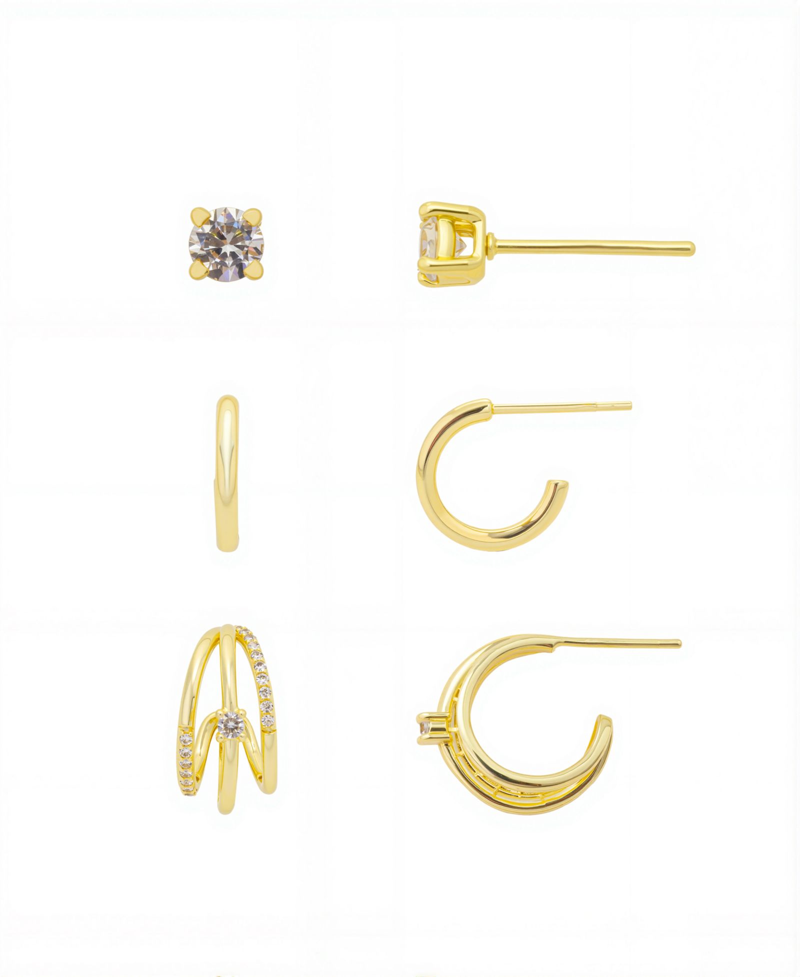 Набор серег-кольц Unwritten Gold Plated Cubic Zirconia Trio