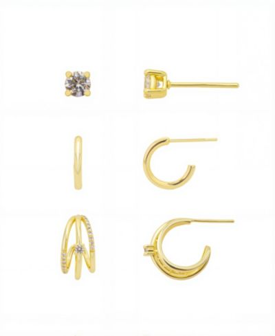 Набор серег-кольц Unwritten Gold Plated Cubic Zirconia Trio