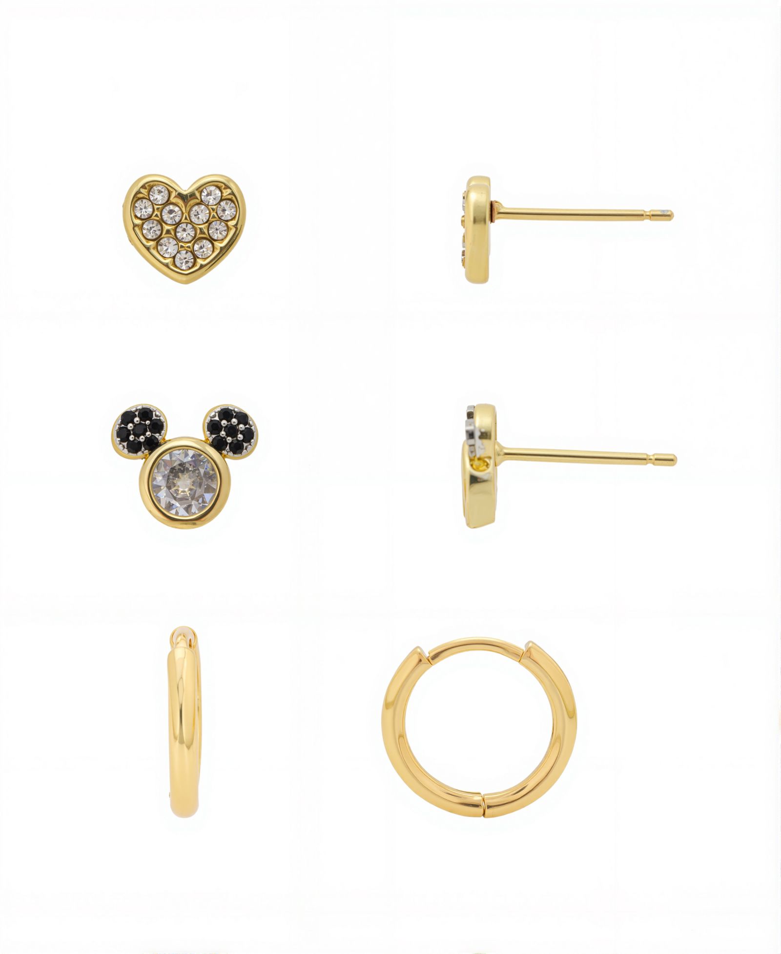 Disney Gold Plated Cubic Zirconia Stud Earring Set