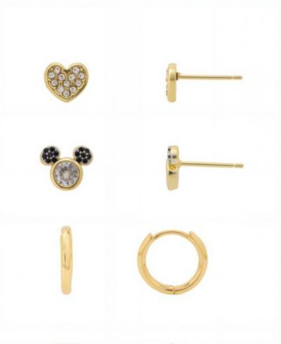 Disney Gold Plated Cubic Zirconia Stud Earring Set
