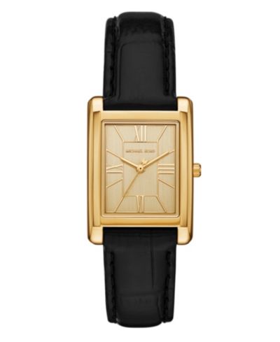 Michael Kors часы Essex Three-Hand Black Leather 26x36mm Женские