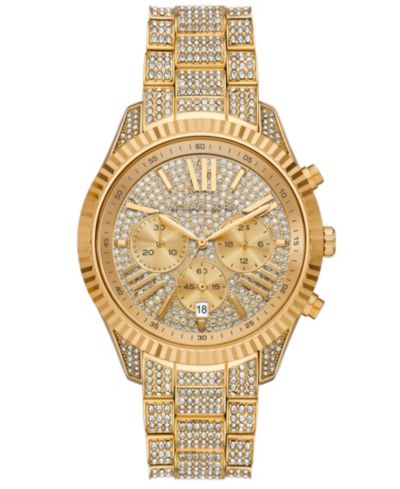 Женские часы Michael Kors Lexington Chronograph Gold-Tone Stainless Steel, 42mm