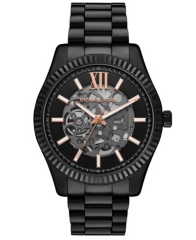 Мужские часы Michael Kors Lexington Automatic Black IP Stainless Steel, 45mm