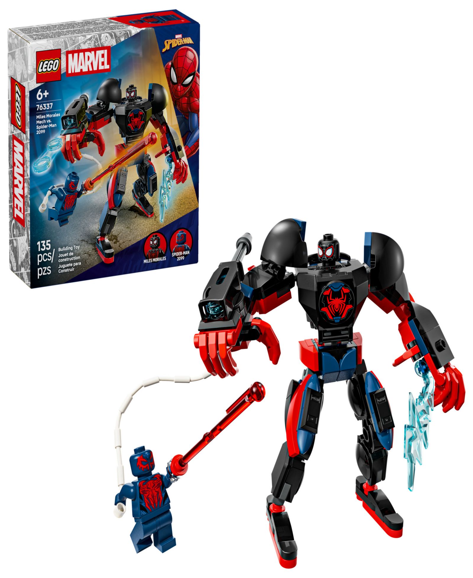 LEGO® Marvel Miles Morales Mech vs. Spider-Man 2099 Building Toy 76337, 135 Pieces