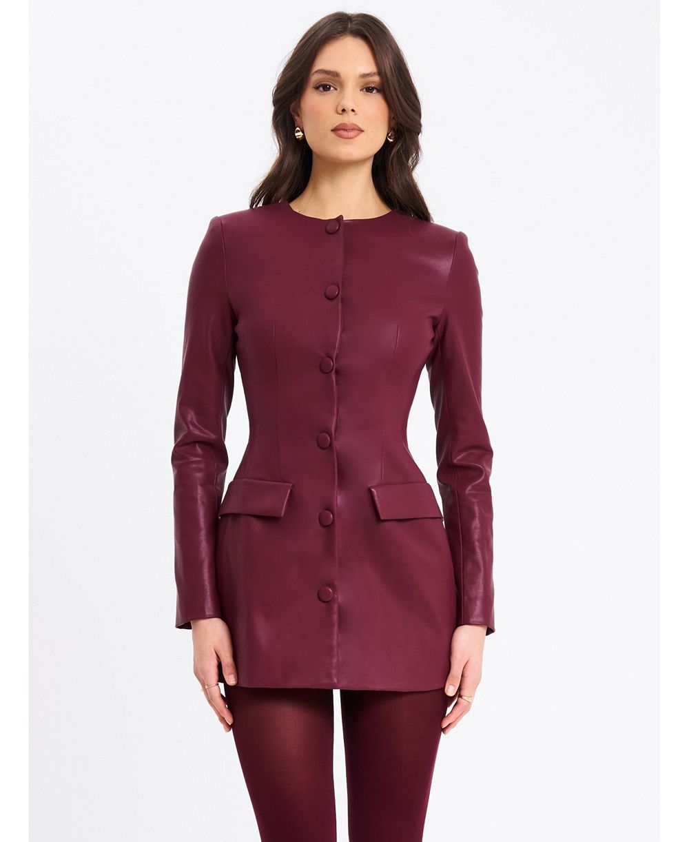 Женское мини-платье Miss Circle Women Baila Burgundy Faux Leather Blazer