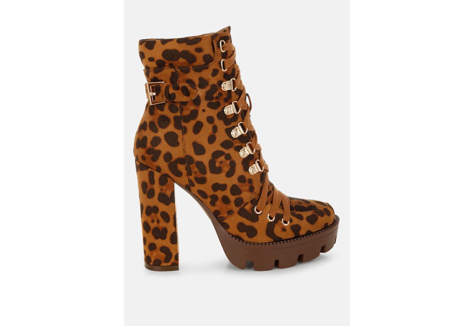 London Rag Womens Fremont Leopard Print Chunky Boots