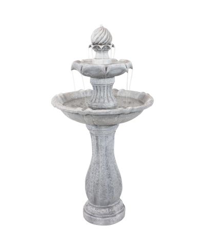 45" H Outdoor Arcade 2-Tier Solar Water Fountain with Battery Backup and LED Light