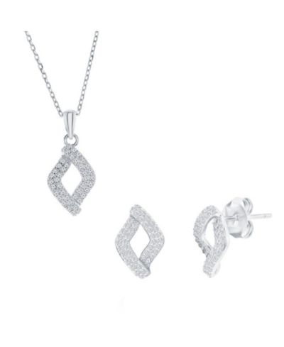 Набор колье и серег Sterling Pave CZ Marquise Simona