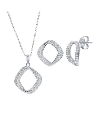 Набор колье и сережек Simona Sterling, Pave CZ Square