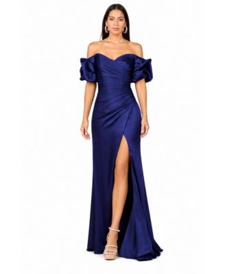 Lara Women's Off Shoulder Satin Dress with Slit