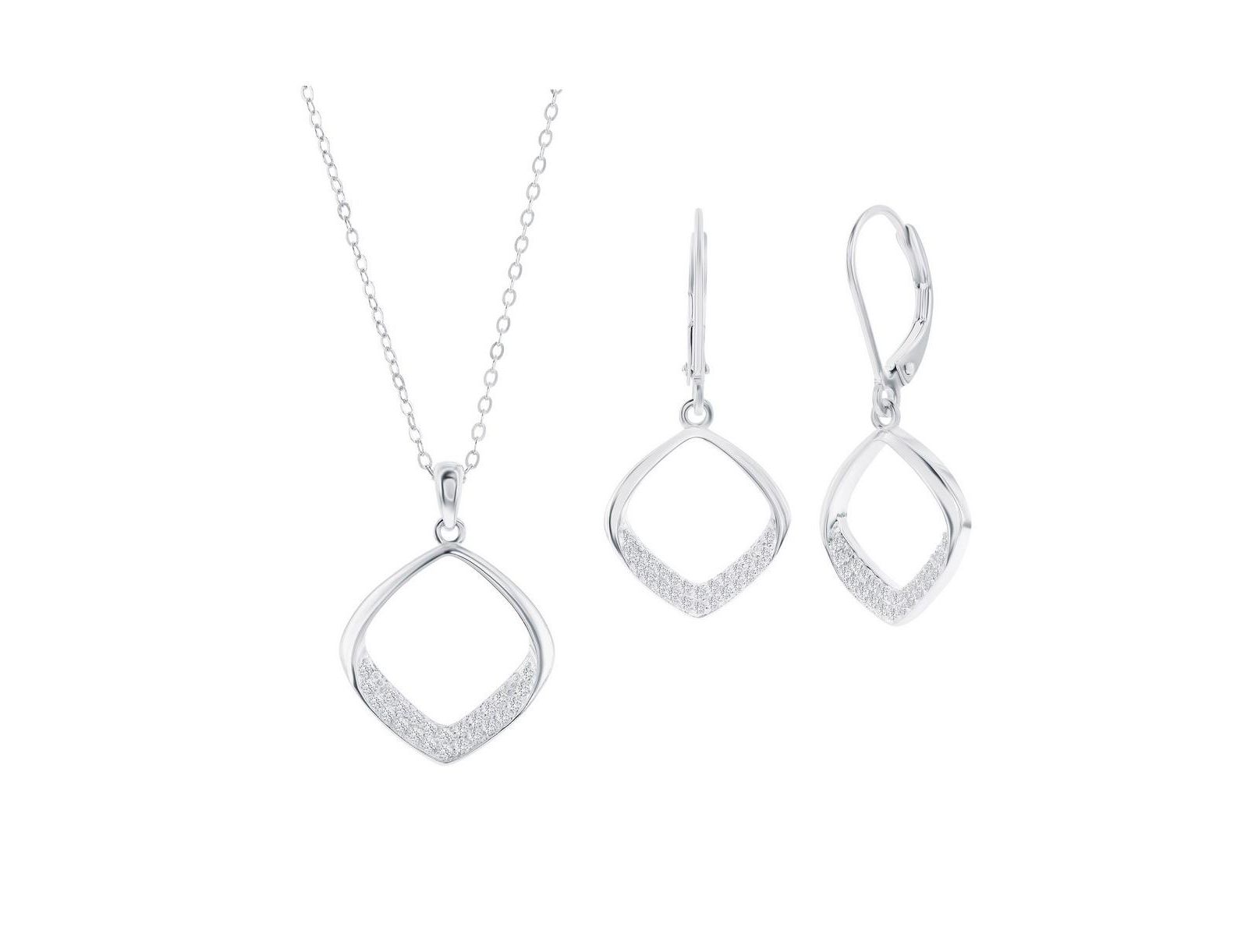 Набор колье и серег Sterling, Pave CZ Oval-Shaped