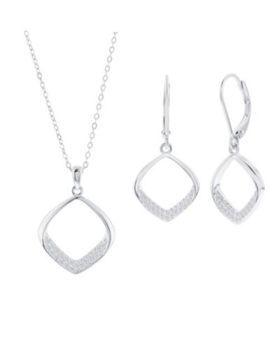 Набор колье и серег Sterling, Pave CZ Oval-Shaped