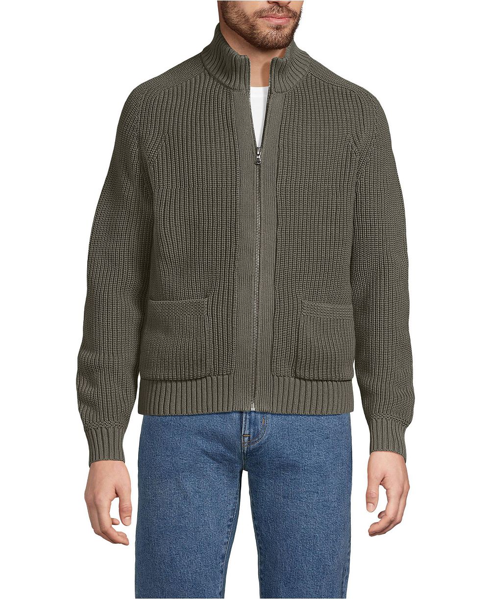 Lands' End Мужской кардиган Drifter Long Sleeve Full Zip