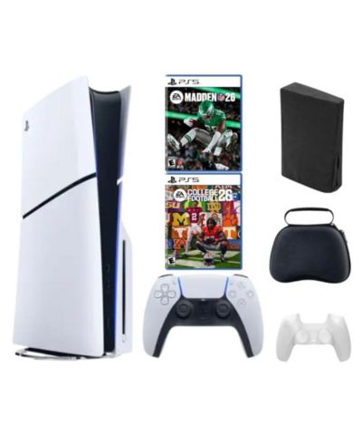 Sony - PlayStation 5 Slim Disc Bundle с играми College Football 26, Madden 26 и аксессуарами