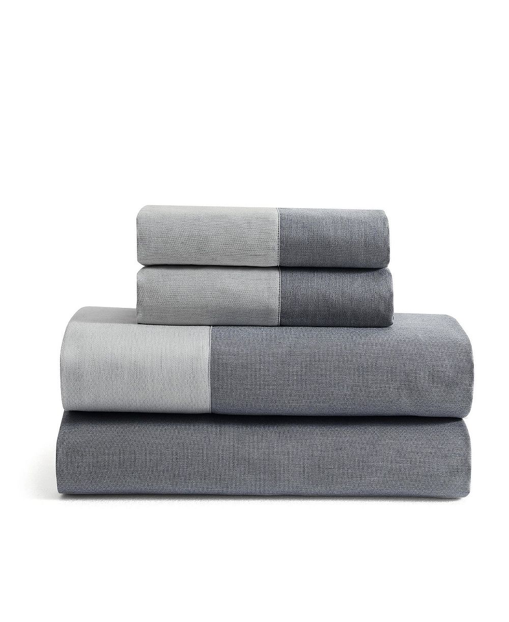 Calvin Klein Contrast Weave Rekoop Sateen 4-Pc. Sheet Set, King