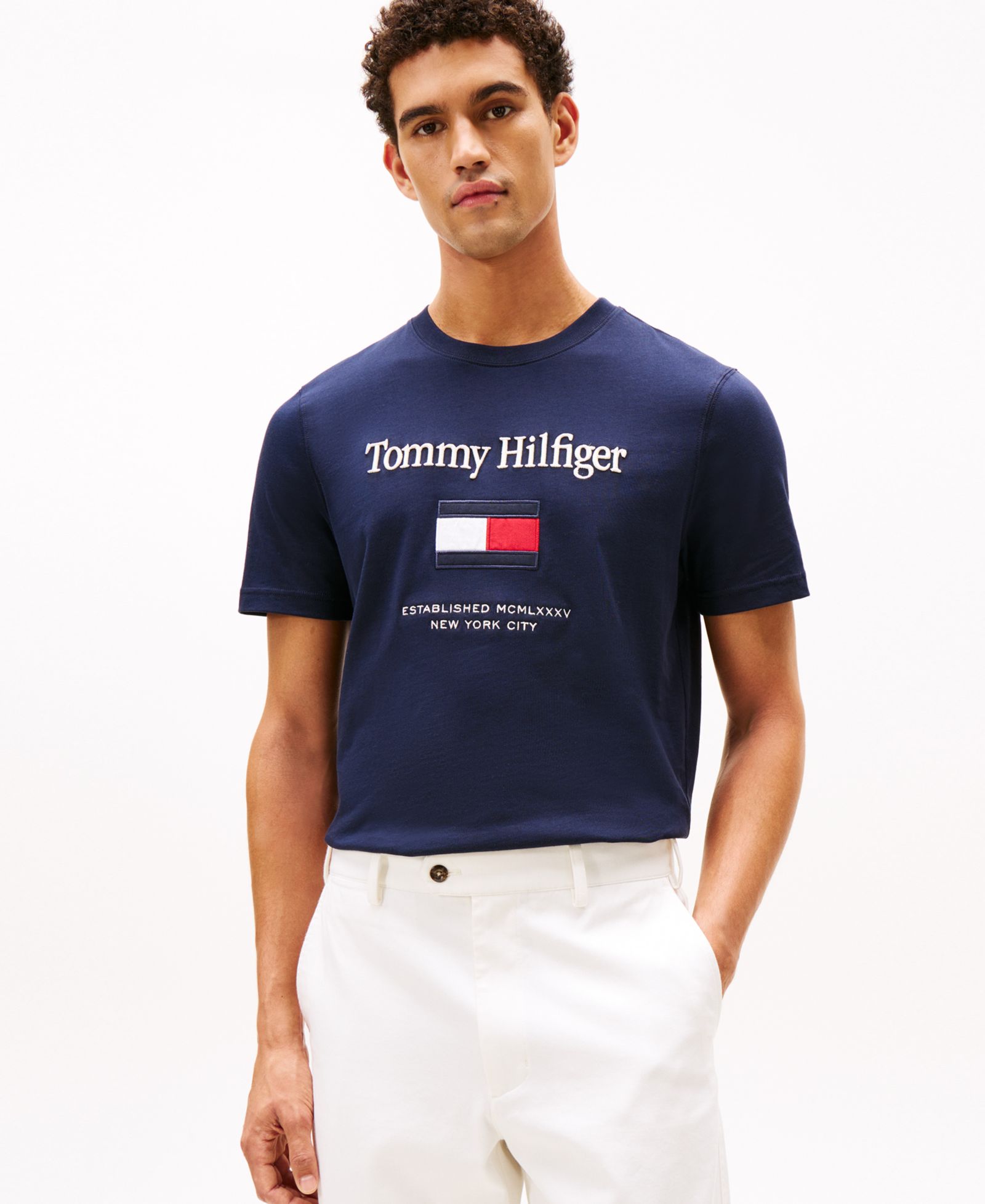Tommy Hilfiger Men's Logo Embroidered Flag T-Shirt