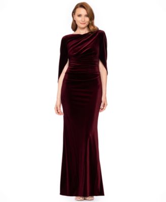 Betsy & Adam Women's Velvet Draped Back Long Dress