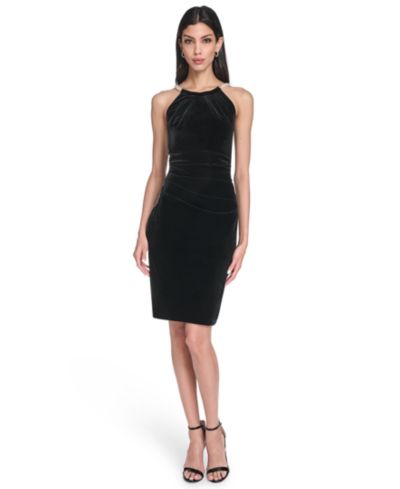 Eliza J Women's Velvet Sleeveless Halter Neck Dress