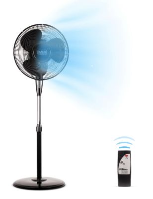 BLACK+DECKER 16" Stand Fan with Pedestal Base, Height Adjustable, with Remote and Touch Control Panel, Black