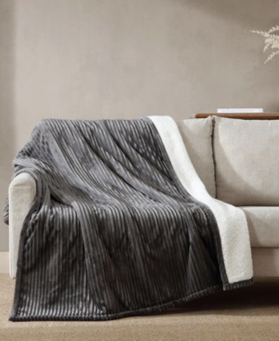 Eddie Bauer Mountain Valley Ribbed Plush Heated Throw, 70" x 50"