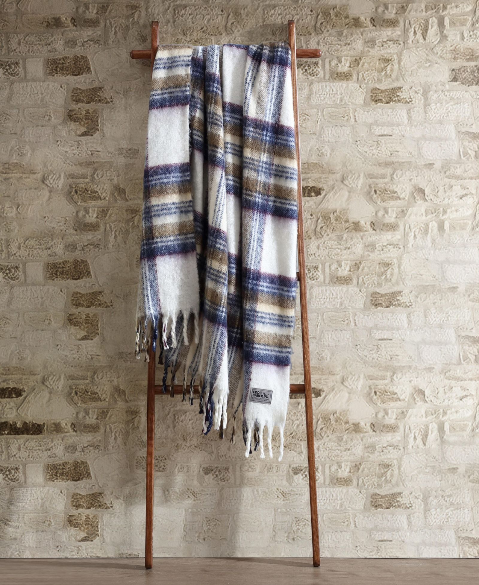 Eddie Bauer Plaid Faux Mohair Throw, 60" x 50"