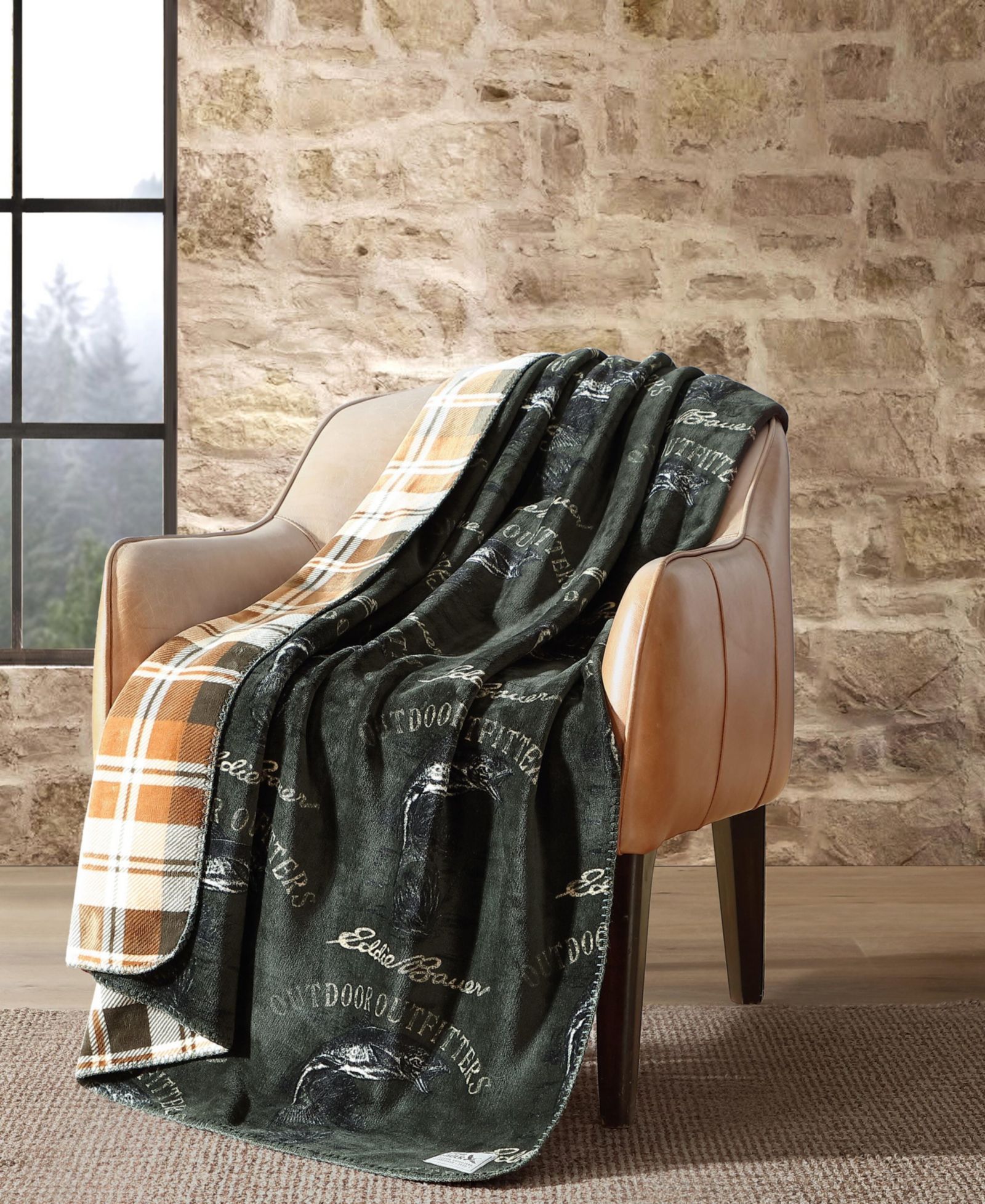 Eddie Bauer Printed Lush Flannel Throw, 70" x 60"