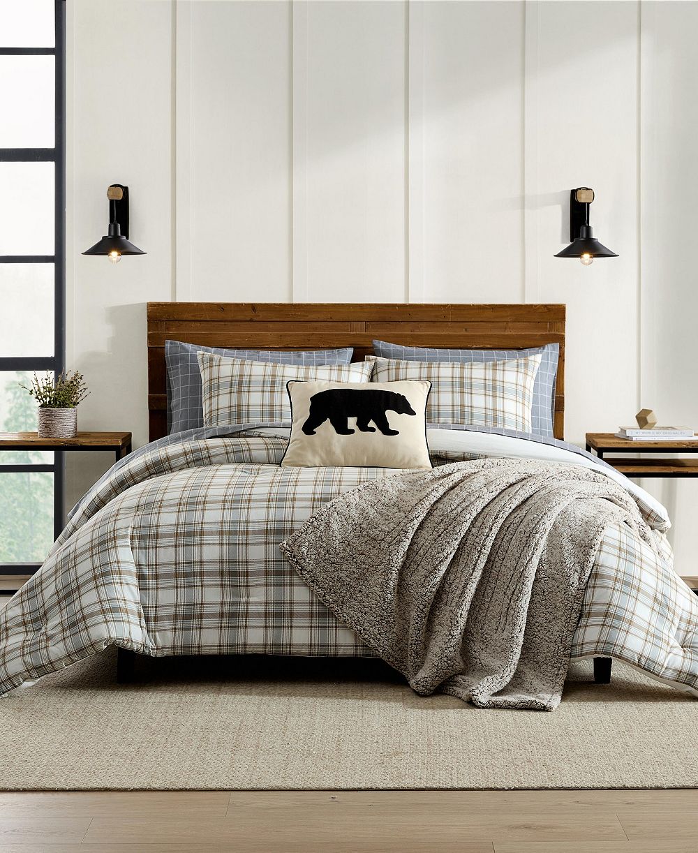 Eddie Bauer Ashland Plaid Хлопковый двусторонний комплект покрывал, Twin