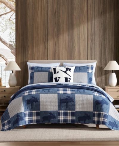 Реверсивный хлопковый комплект из 2-х стеганых одеял Eddie Bauer Moose Plaid, Twin
