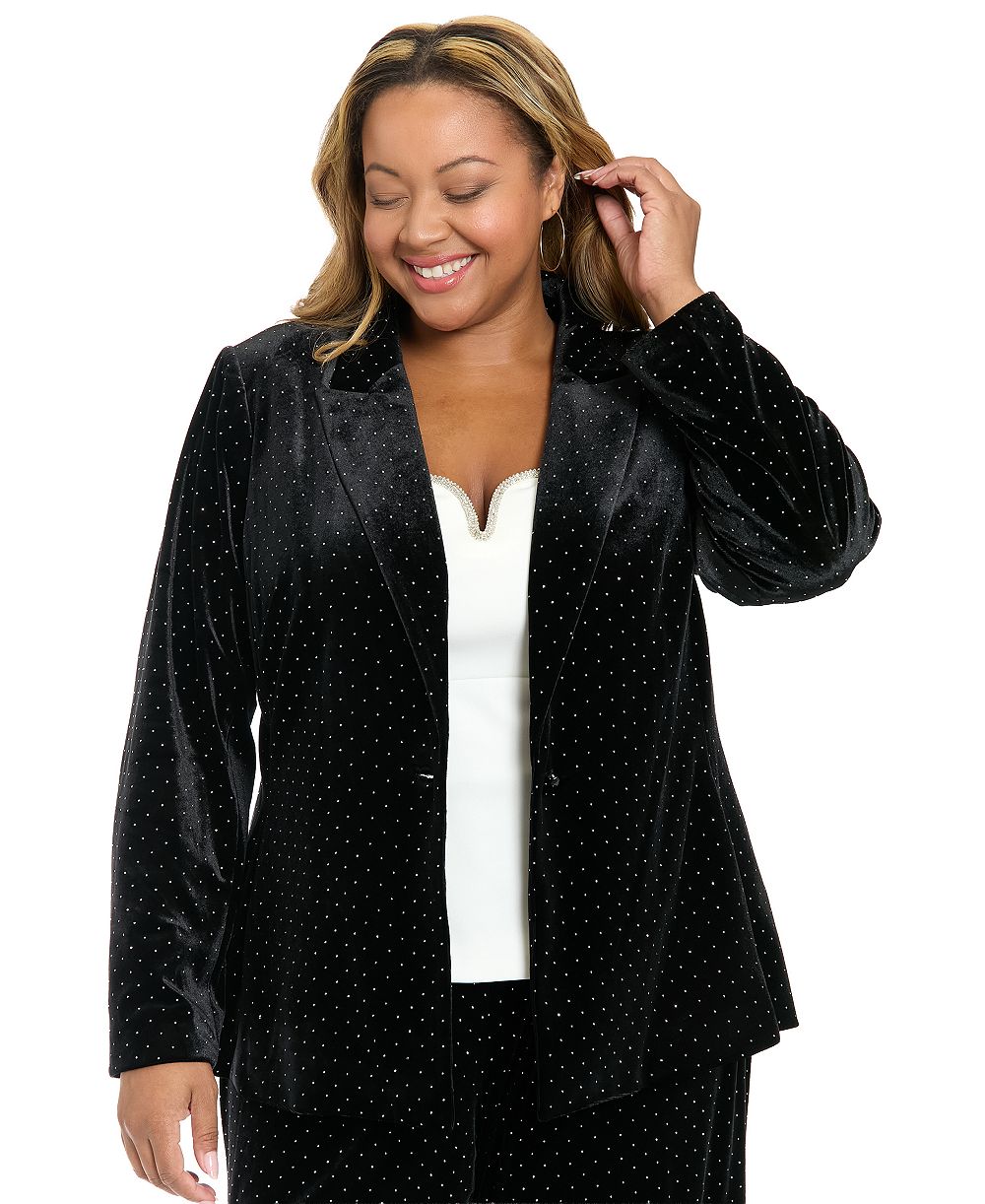 Muse Plus Size Embellished Long-Sleeve Blazer Jacket