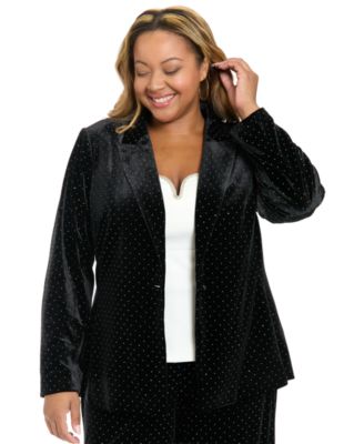 Muse Plus Size Embellished Long-Sleeve Blazer Jacket