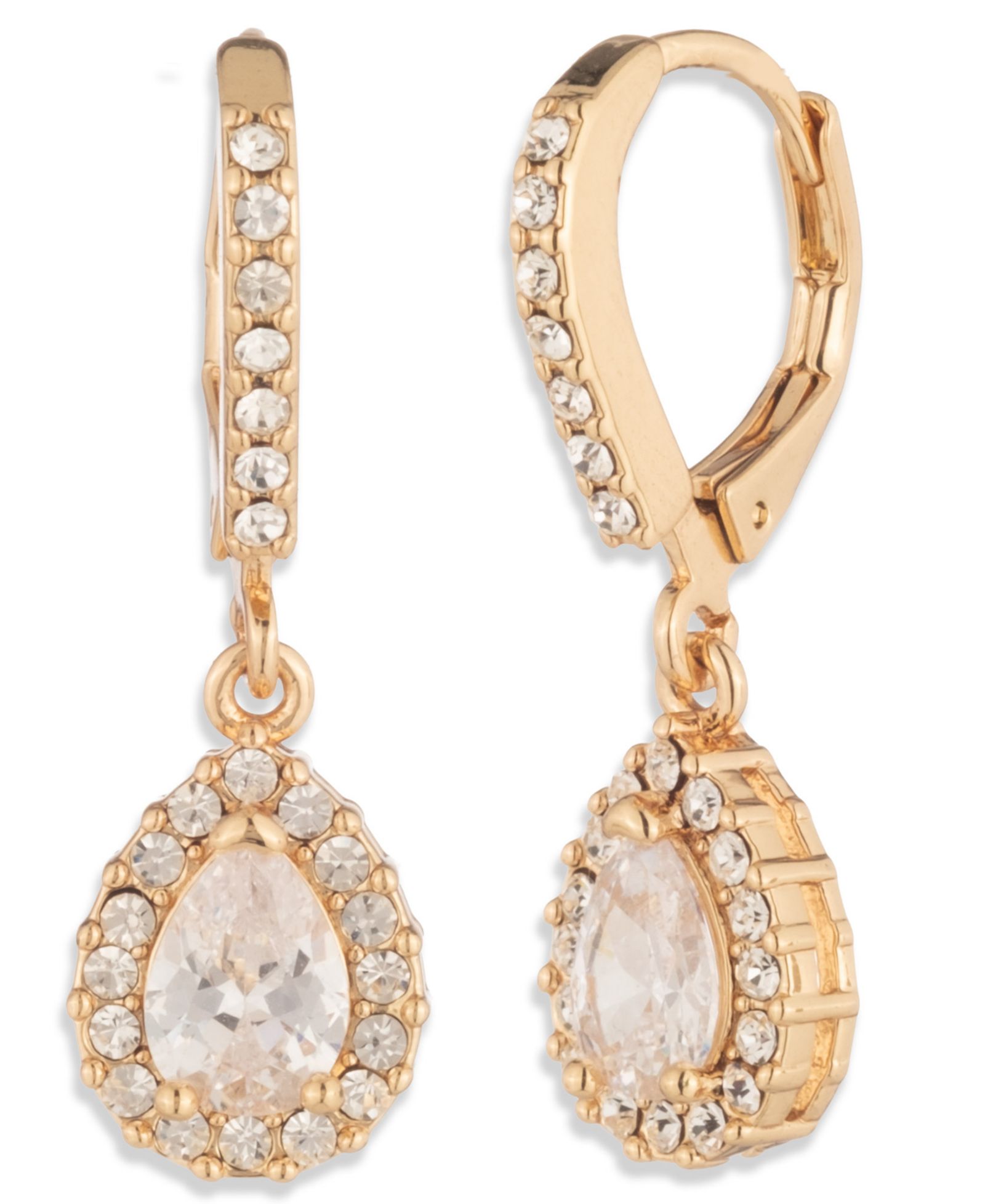Givenchy серьги-капли с кубическим цирконием и золотистым покрытием