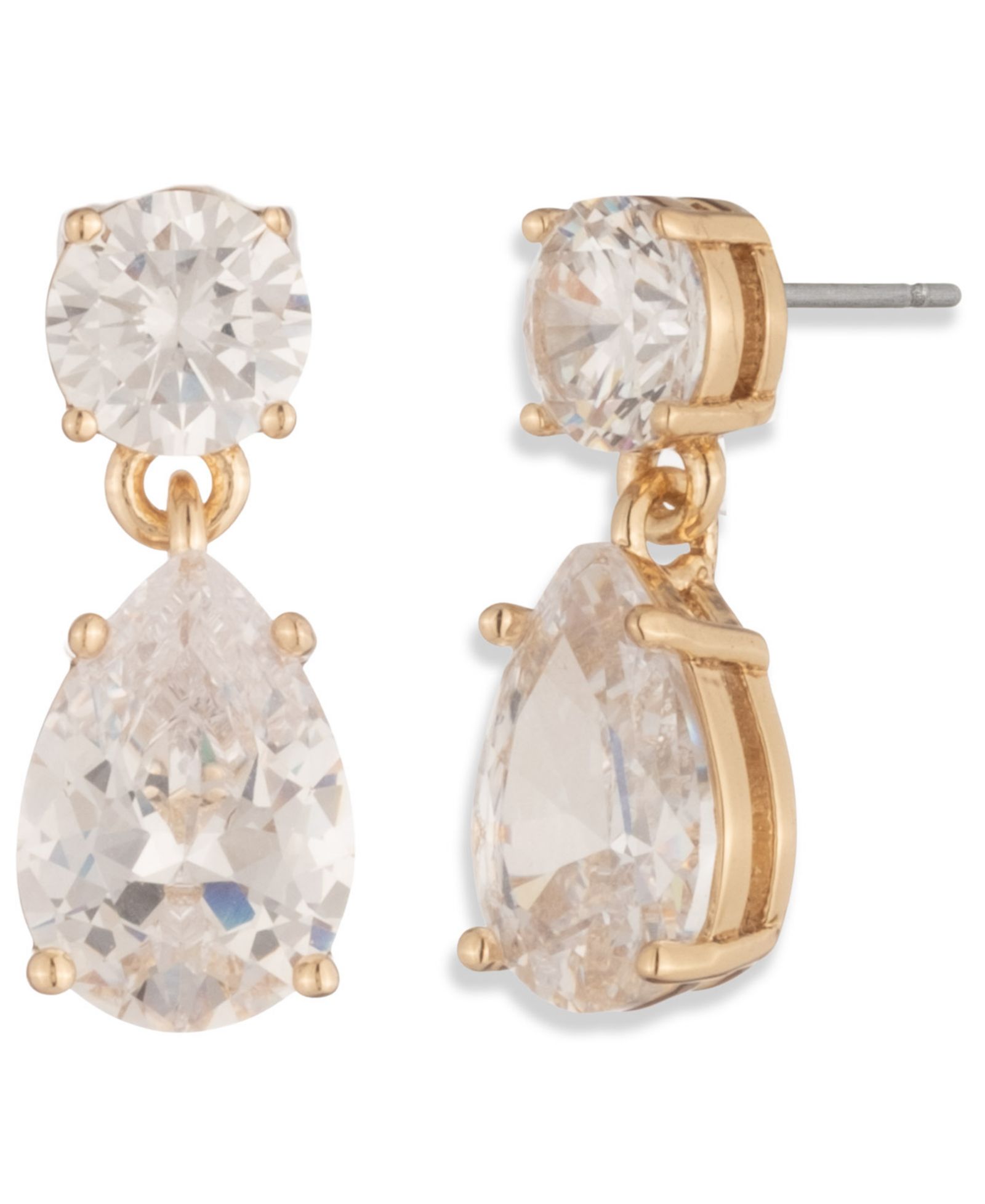 Givenchy Cubic Zirconia Gold-Tone Pear Double Drop Earrings