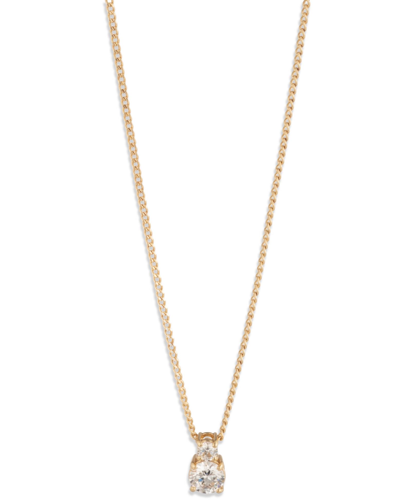 Givenchy Cubic Zirconia Gold-Tone Double Stone Pendant Necklace
