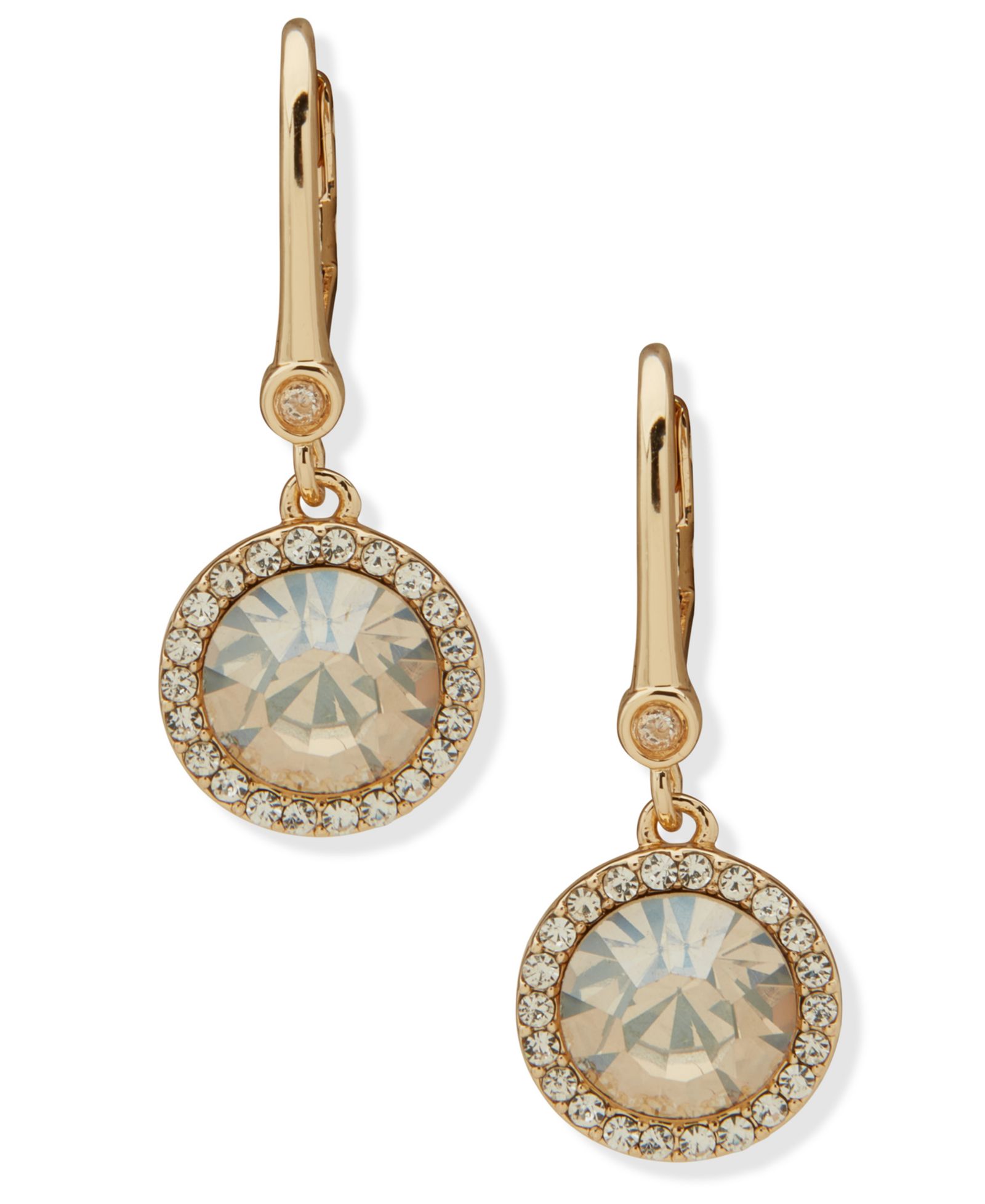 DKNY Glass Inlay Stone Gold-Tone Drop Earrings