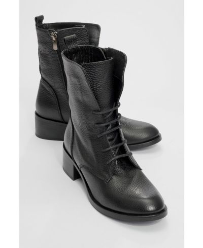 Forever & Always Shoes Lana Leather Block Heel Boot (Women)