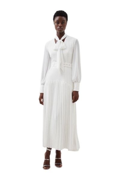 Karen Millen Women's Jersey Ponte Georgette Mix Maxi Dress